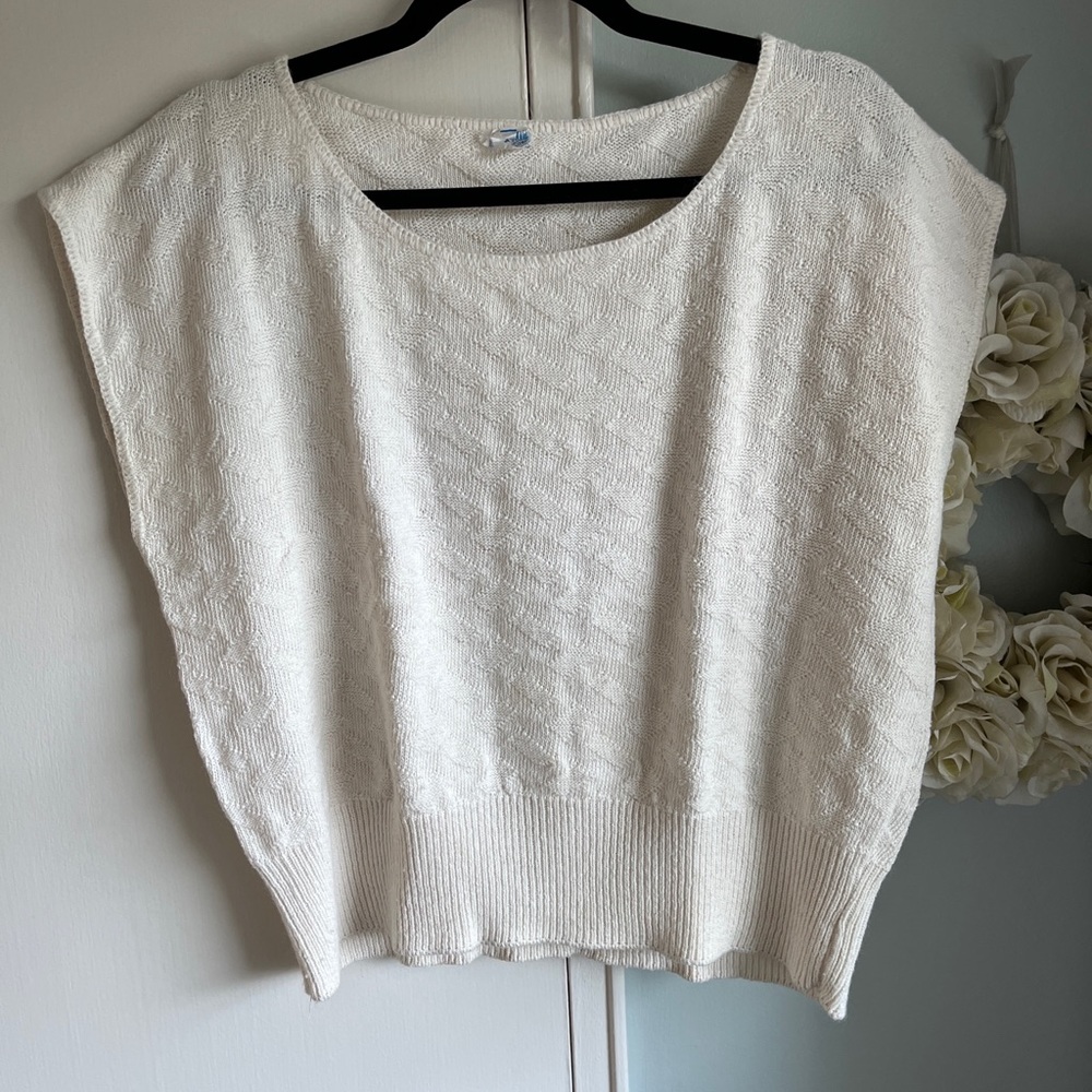 Vintage 80s Knitted Sweater Queens Way To Fashion Short Sleeve 21x22